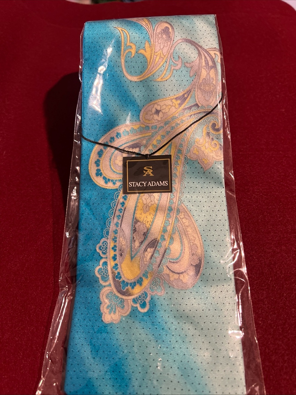 Stacy Adams 100% Silk New Blue and Gold Paisley Men's Tie